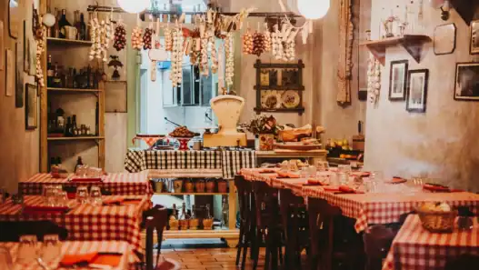 Rustic dining setup inside one of the charming Italian restaurants in Edmonton.